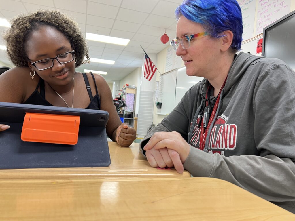 Julie with student