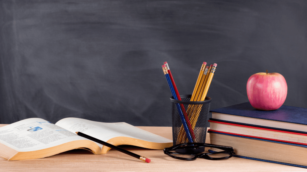 Stock image of a teacher's desk